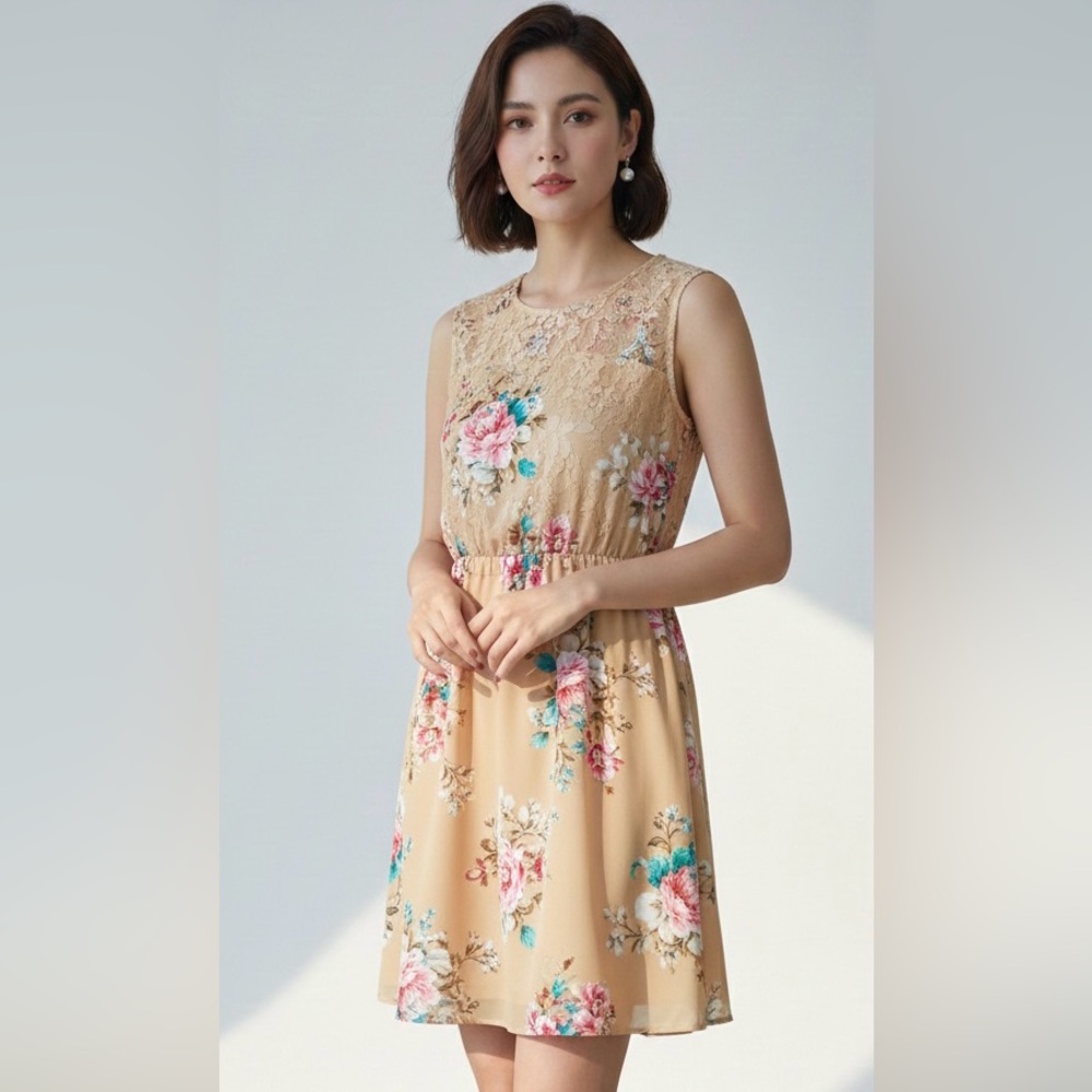 Lace floral dress size large EUC